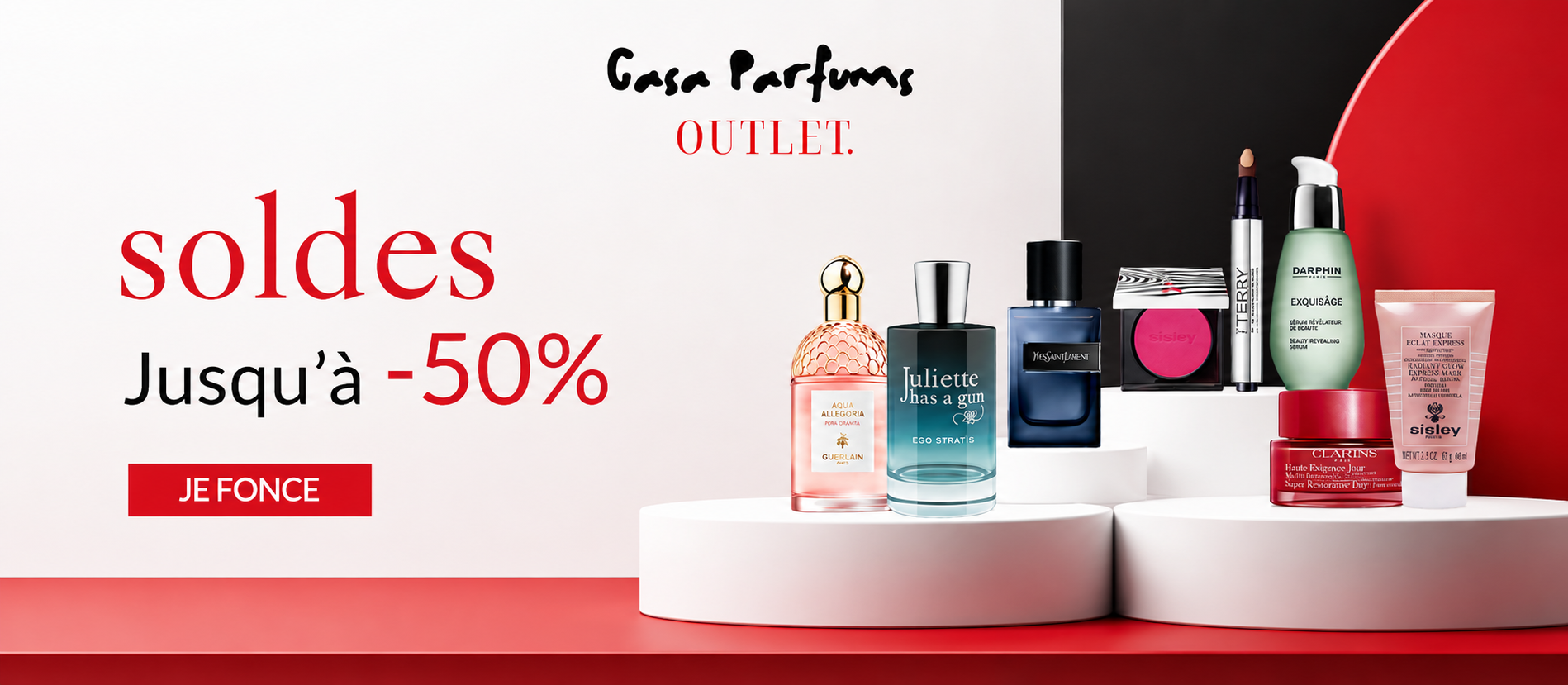 Casa Parfums Outlet - Bannière soldes jusqu'à -50%